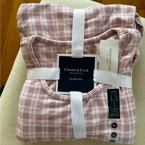 Charter Club Pink and White Plaid Pajama Set